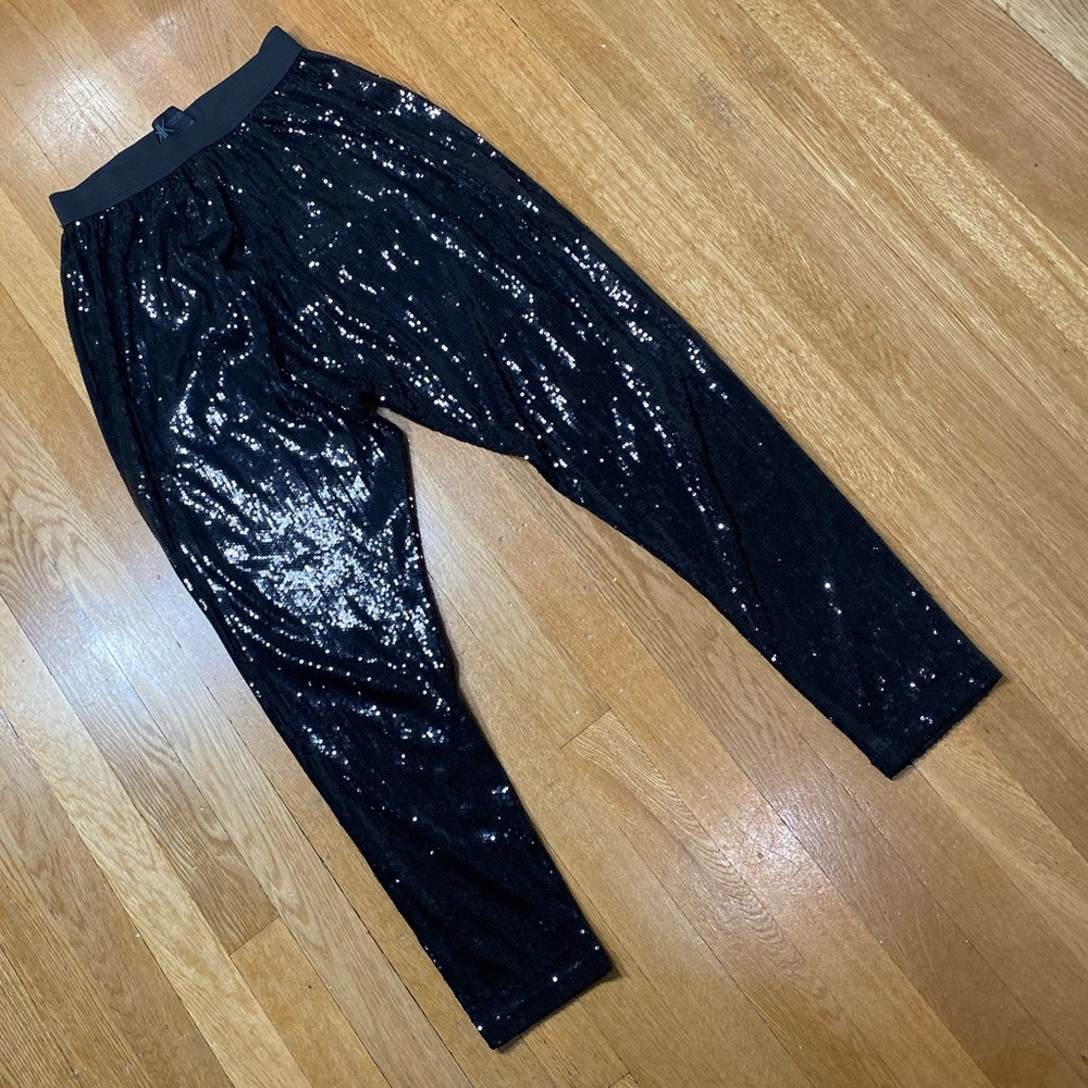 Kardashian Kollection Harem Black Sequin Pants
